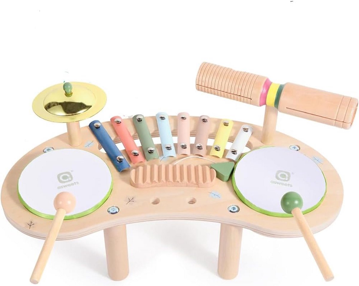 Kinder Drumstel - Muziek Speelgoed - Muziek Maken - Houten Constructie - 42 x 20 x 11 cm
