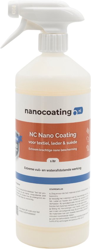 Fles met spraykop, nanocoating voor textiel, leer en suède. Beschermt tegen water en vuil. 1 ltr.