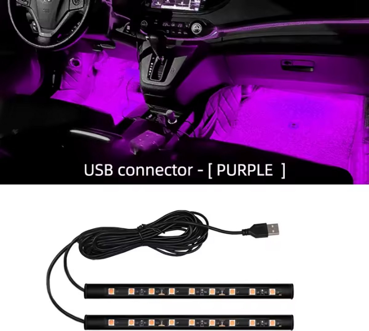 Han-Bar® Auto Neon Light - Voet Licht - Paars - LED - USB AANSLUITING