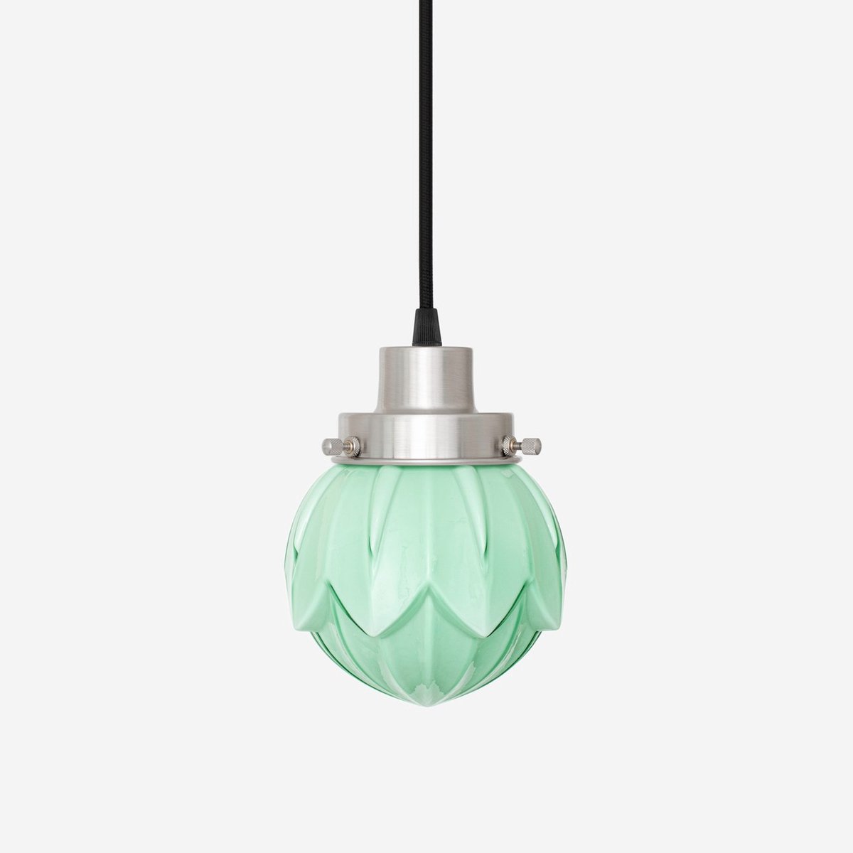 Coloured by Art Hanglamp aan snoer Lotus Mint 20's Matnikkel - Art Deco Trade Zachtgroen