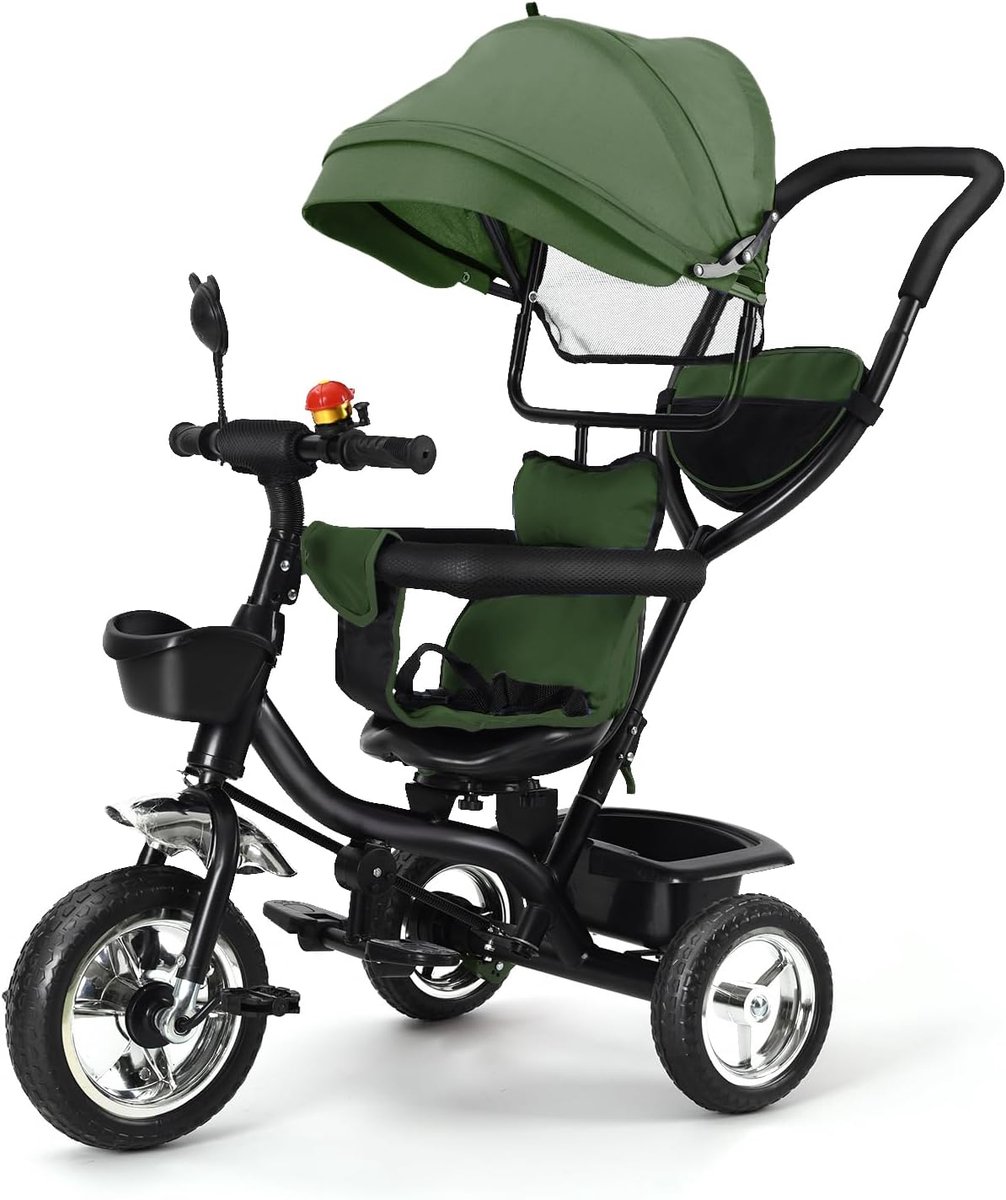 Kinderdriewieler - Babyfiets - Buiten spelen - 4-in-1 ontwerp - 74 x 46 x 106 cm - Groen
