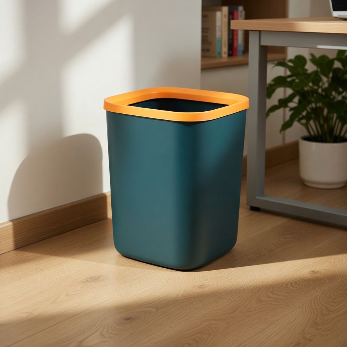 Mülleimer Kunststoff quadratisch 10x10x10 cm, ohne Deckel, mit Druckring, für Küche, Büro, Wohnzimmer, Papierkorb Abfallbehälter L – Abkantoor