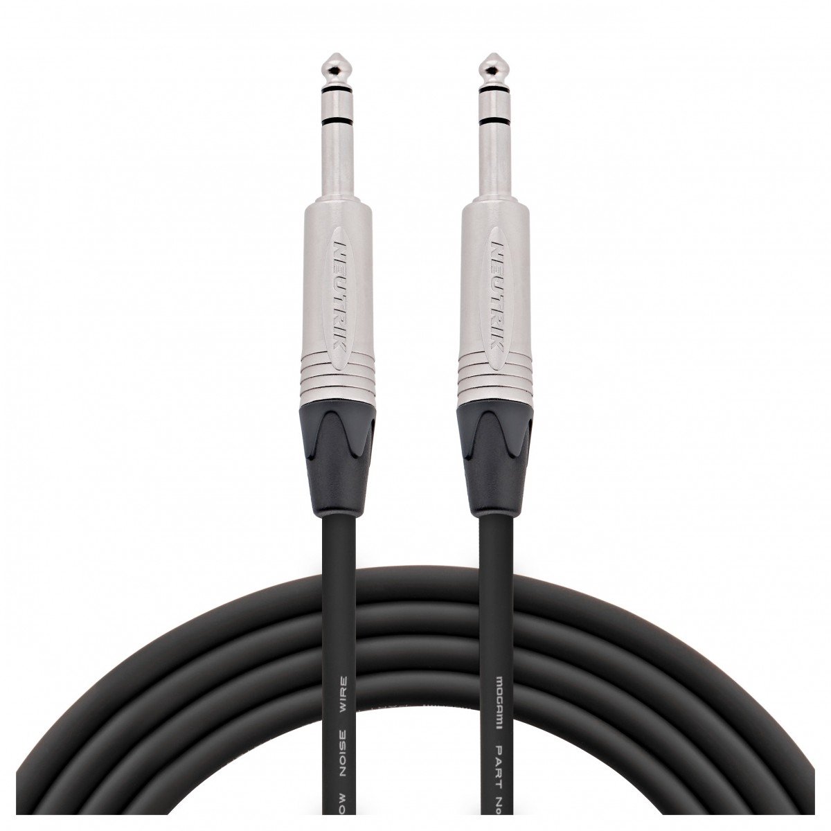 Studiospares Pro Neutrik Gebalanceerde / Stereo Jack Mogami Kabel, 10m Zwart