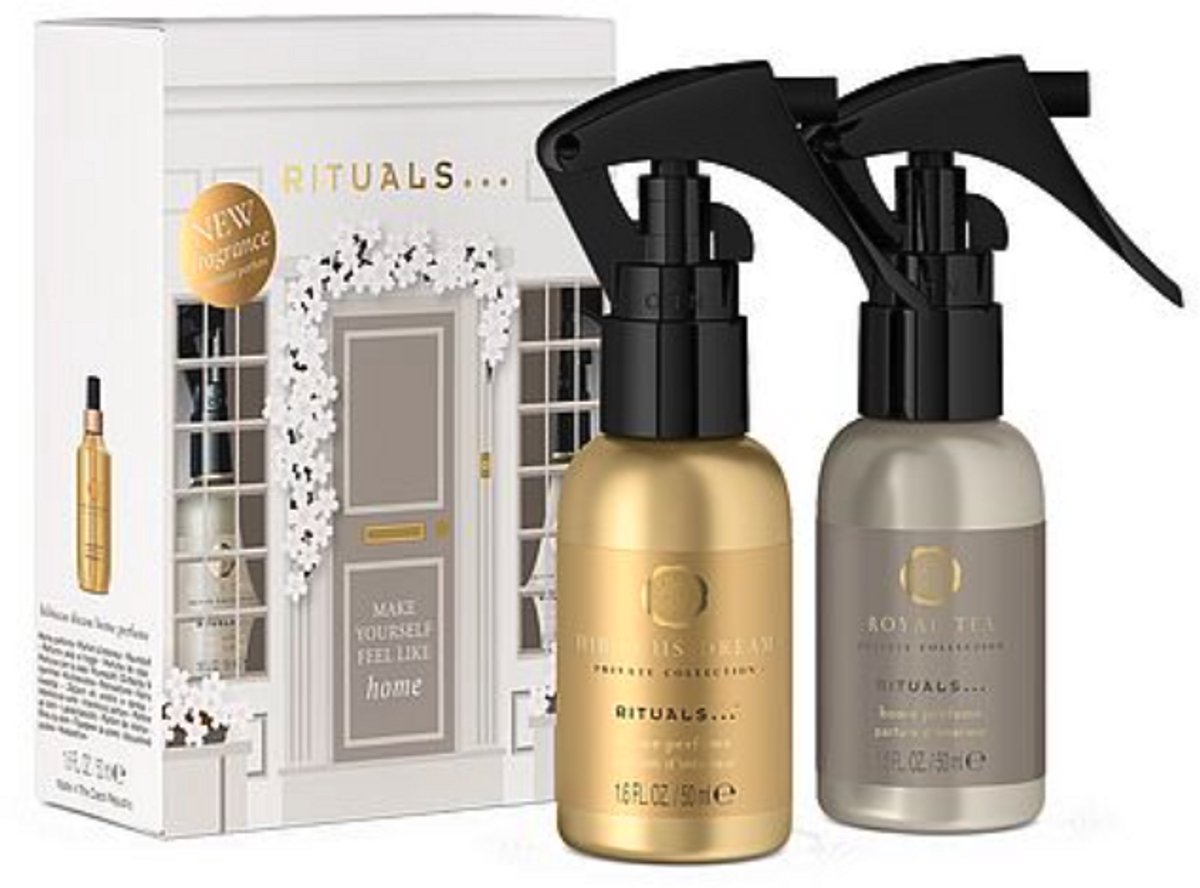 Rituals - Geschenkset - 2 Producten - 2x Huisparfum Room Spray 50 ml - Royal Tea - Hibiscus Dream - Giftset - Geschenkdoos - Cadeaudoos - Cadeauset - Cadeaus voor Vrouwen en Mannen - Heren - Vrouw - Man - Roomspray - Interieurspray - Huis Parfum