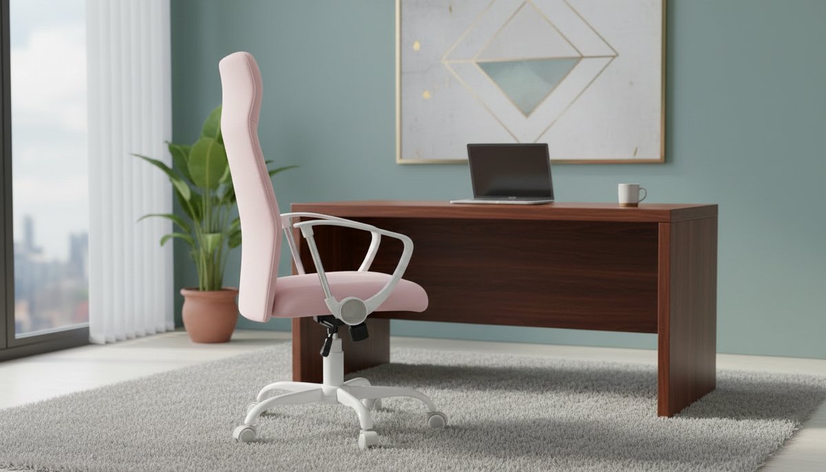 Bureaustoel – Casa Velluto RoseFlex Ergonomische Bureaustoel Draaistoel met S-Vorm Rugleuning, Verstelbare Zithoogte, Kantelfunctie 90-105°, Comfort Zitting, Ademend Stof, Computerstoel voor Thuiswerk & Kantoor – Roze – 120 kg