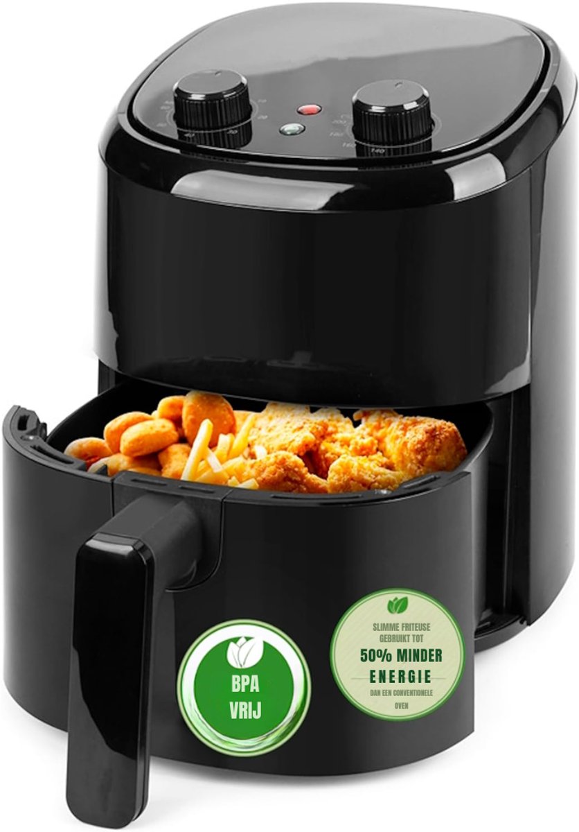 SVN® Mini airfryer - Airfryer - Airfryer klein - Zwart - 23cm x 23cm x 26cm