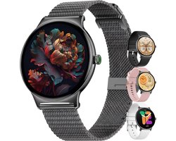 Golden Sound AMOLED Smartwatch Dames - Horloge dames - Stappenteller - Slaapmonitor - Saturatiemeter - 42mm - 4 bandjes - Zwart