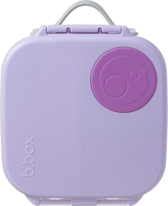 Boîte à lunch b.box violette avec poignée et logo b.box violet.