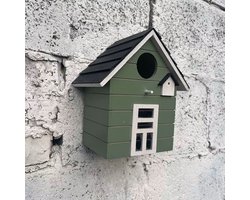 Nestkast Vogels - Voor Mus, Koolmees, Pimpelmees - Hangen Of Staan - Hout - groen - 12x17x20 cm