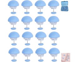 16 stuks - dekbedclips - antislip dekbed bevestigingsset - paddenstoelvormige ronde bevestigingsclips - voor dunne en dikke dekbedden, dekens, lakens, bedrokken, pantoffels, kussens - blauw - 3×2.8cm