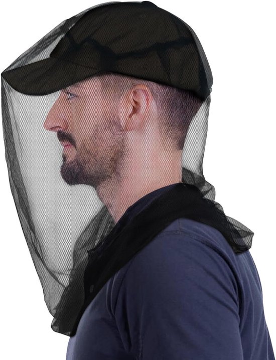 Muskietennet Hoofd – Anti Muggen Net voor Hoed / Pet – Fijn Mesh Insectennet voor Camping, Wandelen, Vissen en Tuinieren