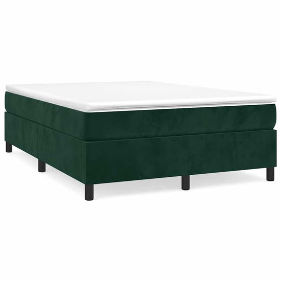 vidaXL Cadre à sommier tapissier Velours Vert foncé 140x190 cm - Cadre de lit à sommier tapissier - Cadres de lit à sommier tapissier - Lit - Meubles de chambre