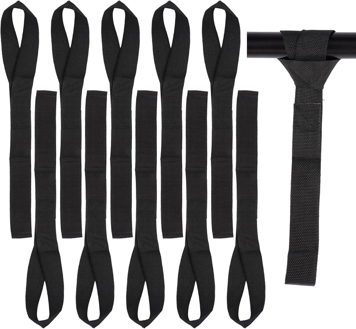 Spanbanden Set - Sjorlussen Motor - Veilig Transport - Zachte Dubbele Lus - 30.5 x 2.5 cm - Zwart