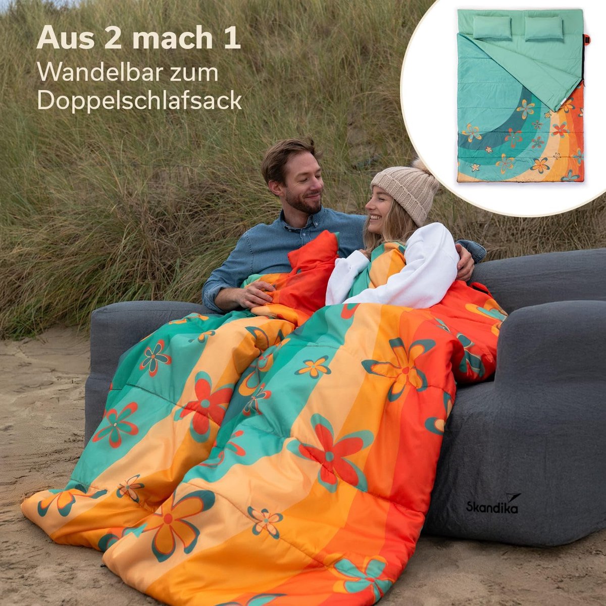 Deken slaapzak - Lichtgewicht slaapzak - Kamperen buiten - Drie seizoenen gebruik - 220 x 80 cm - Kleurrijk ontwerp