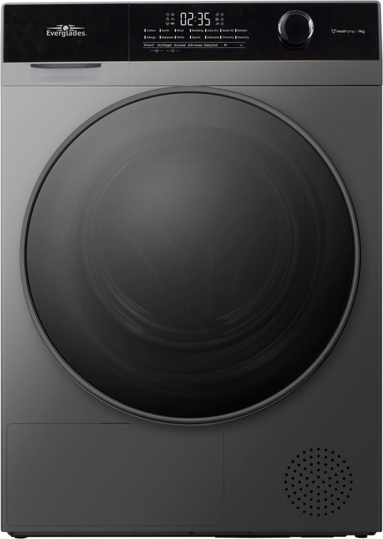 Everglades EVHP9066CG - Warmtepompdroger - Titanium Gray - C-Klasse - 9KG - 15 Programma's - 5 Jaar Garantie