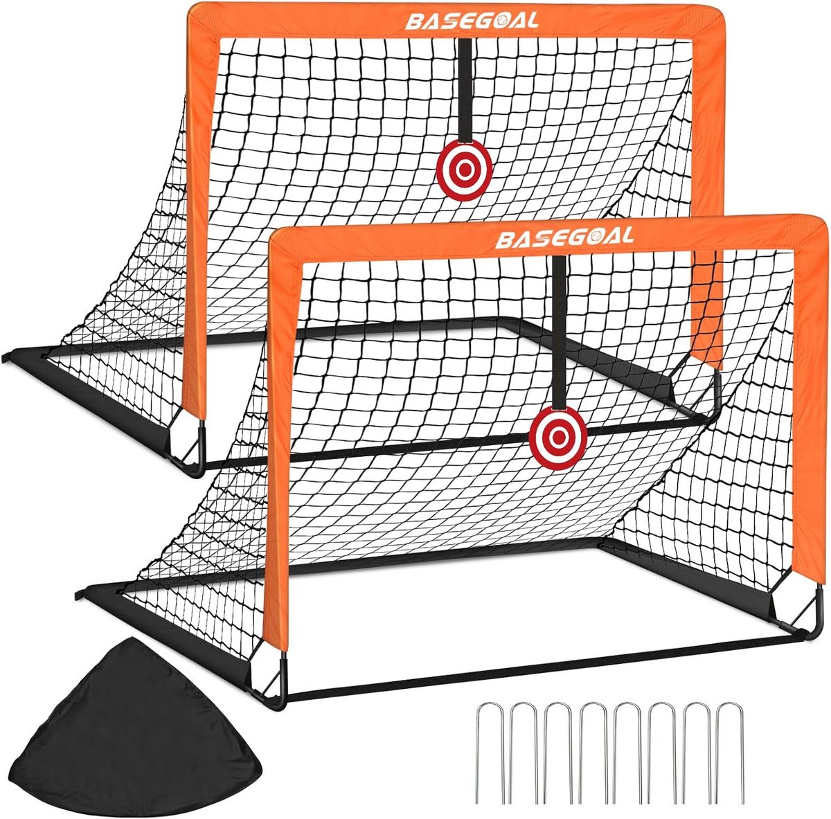 Voetbaldoelen Set - Pop-up Doelen - Buiten Sporten - Inclusief Schietschijf - 120x90x90 cm - Oranje Zwart