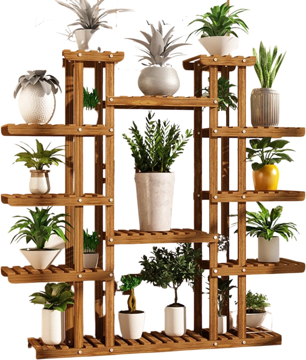 Archi plantenrek - Plantenstandaard binnen – Plantenstandaard buiten - 11-laags – Hout – Binnen & buiten – 116 x 115 cm