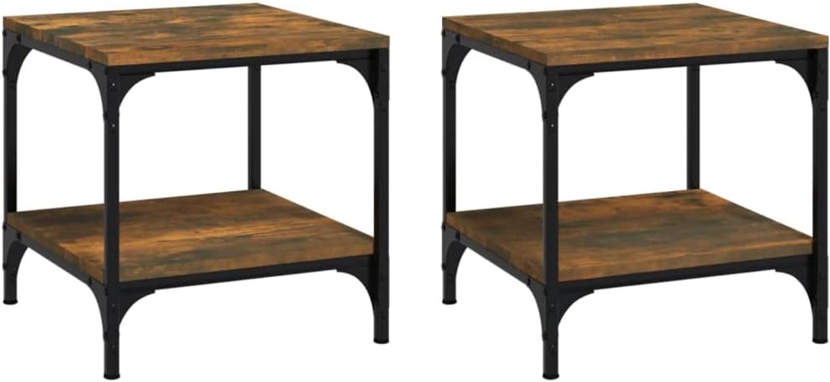 Bijzettafels Set - Houten Tafels - Woonkamer Decoratie - Verstelbare Poten - 40x40x40 cm -