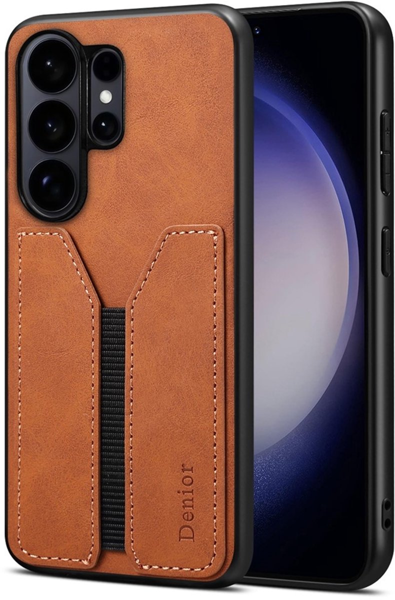 Denior Geschikt voor Samsung Galaxy S26 Ultra hoesje - Backcover met kaarthouder - Bruin