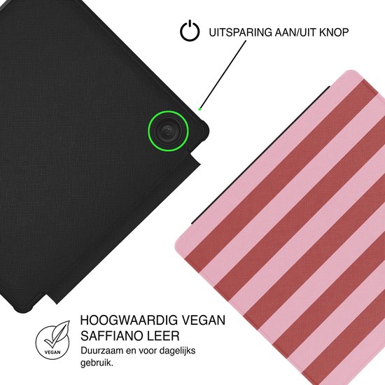 Lunso Geschikt voor Kobo Libra Colour hoesje (7 inch) - Vegan Saffiano Leren Sleep Cover - Candy Floss van Merkloos — afbeelding 2