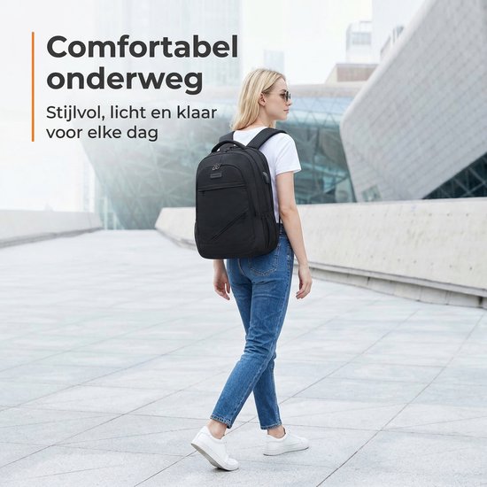 Sac à dos étanche antivol avec station de charge USB - Sac pour ordinateur portable jusqu'à 17 pouces - pour femme et homme - Zwart de Zedar
