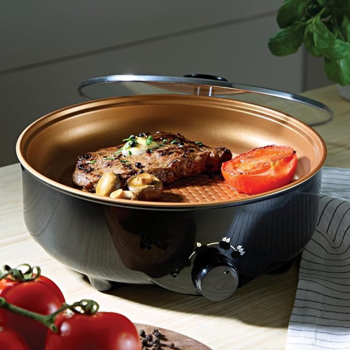 SVN® Partypan -Airfryer -Hapjespan - makkelijke schoon te maken - Diameter 32 cm - Zwart - 26cm x 9cm x 26cm