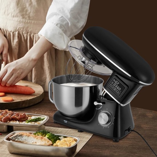 Lifero Keukenmixer 1500W - Deegmachine 6,2L - Keukenmachine met LCD-scherm - Keukenrobot 6 Standen - Mixer met Mengkom - Zwart van Merkloos — afbeelding 2