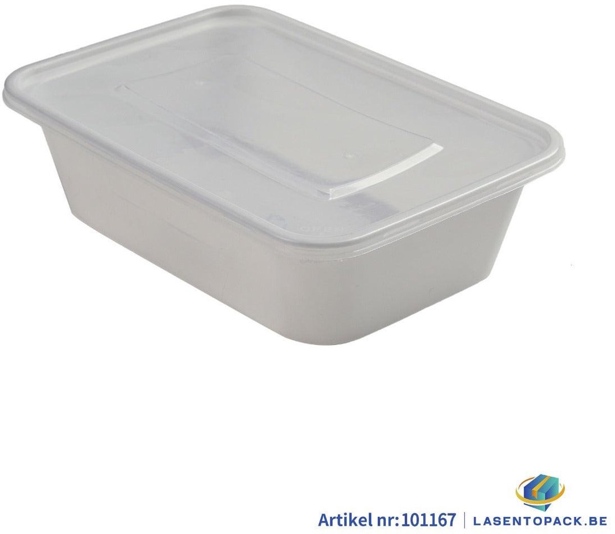 Magnetron bakjes met deksel 650ML - 100 stuks Mealprep / Maaltijd bakjes - Vershoudbakjes - Plastic bakjes - Diepvriesbakjes - Vaatwasbestendig - Wit- Recyclebaar - Magnetronbakje - Microgolf - Food container with lid