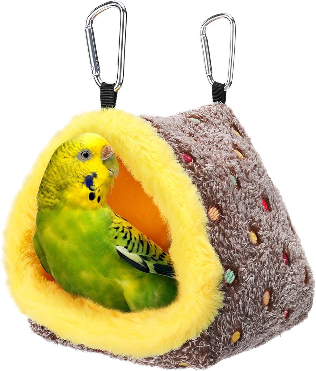 Vogelhuisje Warm - Vogelbed Kooi - Bescherming Kou - Stabiele Steunplaat - 16.5 cm - Geel