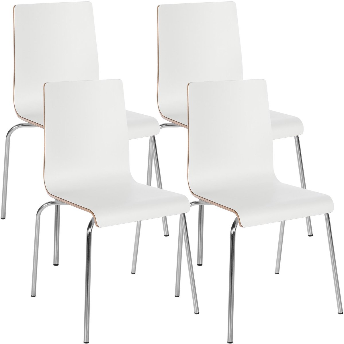 CLP Gahanna Vergaderstoel - Set van 4 - Stapelbaar - 150 kg - Hout/wit