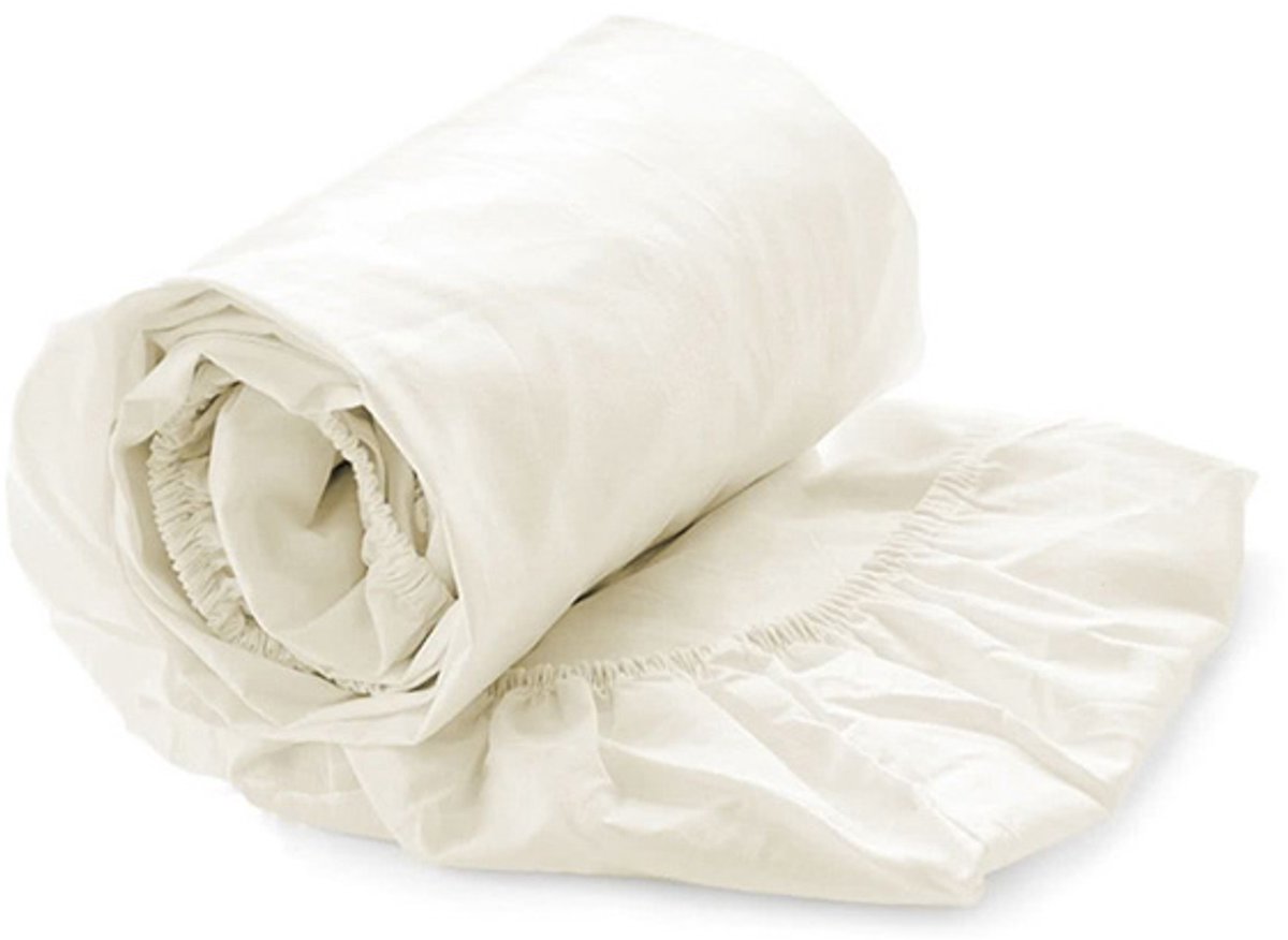 Luxe Hoeslaken Satijn - 100% Katoensatijn (280TC) - Litsjumeaux - 180x220 cm - Offwhite