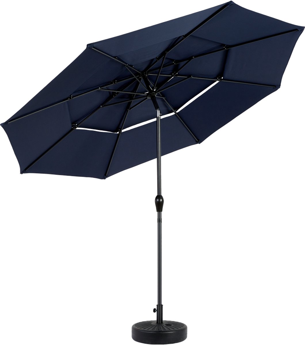 BLACKCOLORS Rechthoekige dubbelzijdige parasol voor buiten, 14,8 voet, met slinger (marineblauw) (zonder voet)