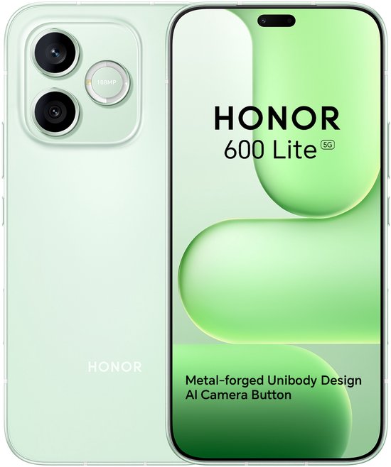 HONOR 600 Lite 5G Smartphone - 256GB - Groen - 6520mAh - 45W SuperCharge - 108MP - 120Hz AMOLED - IP66