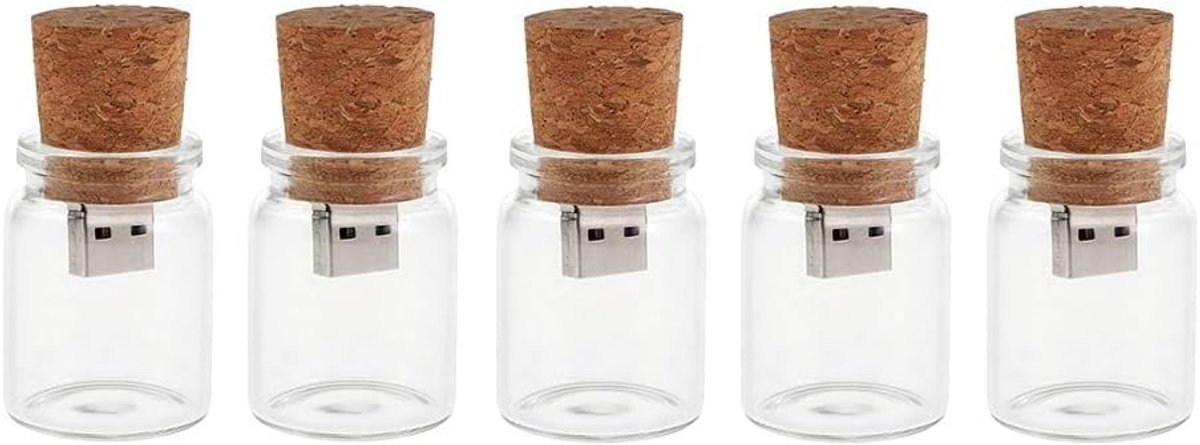 Unieke USB Stick - Geheugen Pen Drive - Data Opslag - Glazen Pot Vorm - 8 GB Capaciteit - Transparant