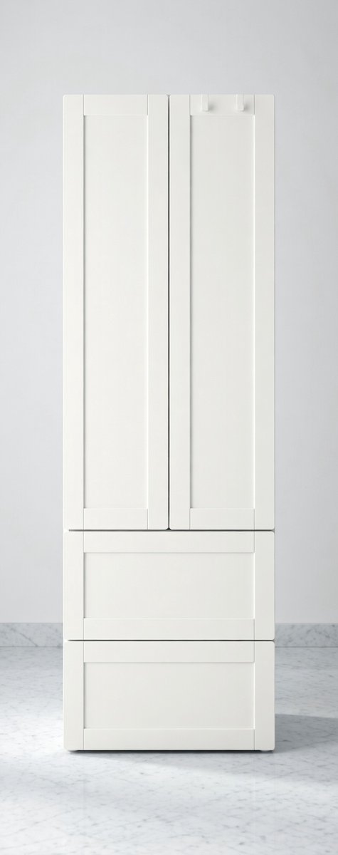 Nordic Line Compact Kledingkast met 2 Lades en Verstelbare Plank – Wit – 60x42x181 cm – House&Garden