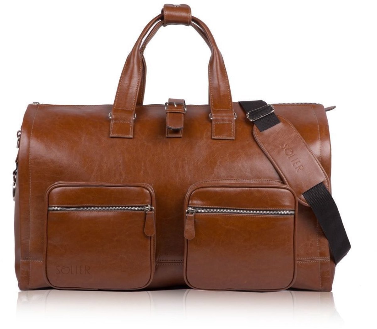 Solier SL18 Harlow - Leren Kledingtas Heren - Pakhoes - Reistas - Schoenvakken - Vintage Bruin