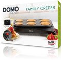 Verpakking van de DOMO DO8709P Family Crêpes, met een afbeelding van de pannekoekenplaat met zes pannenkoeken.