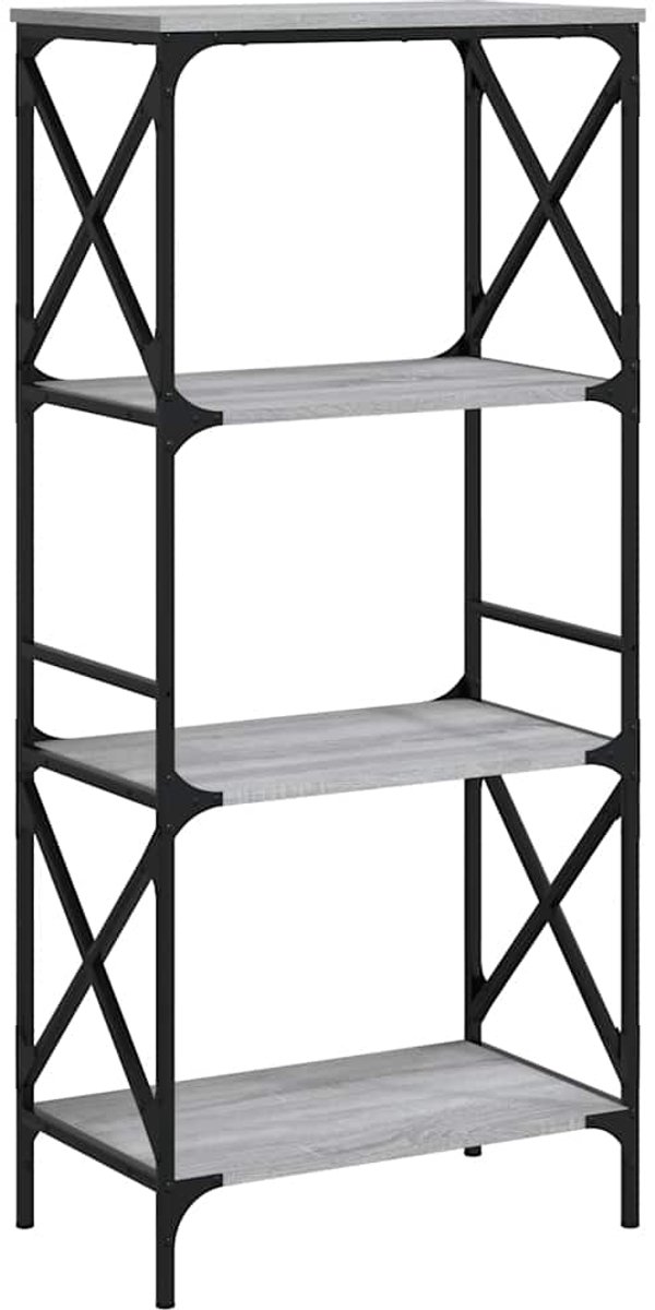 vidaXL - Boekenkast - 4-laags - 59x35x132 - cm - bewerkt - hout - grijs - sonoma - eiken