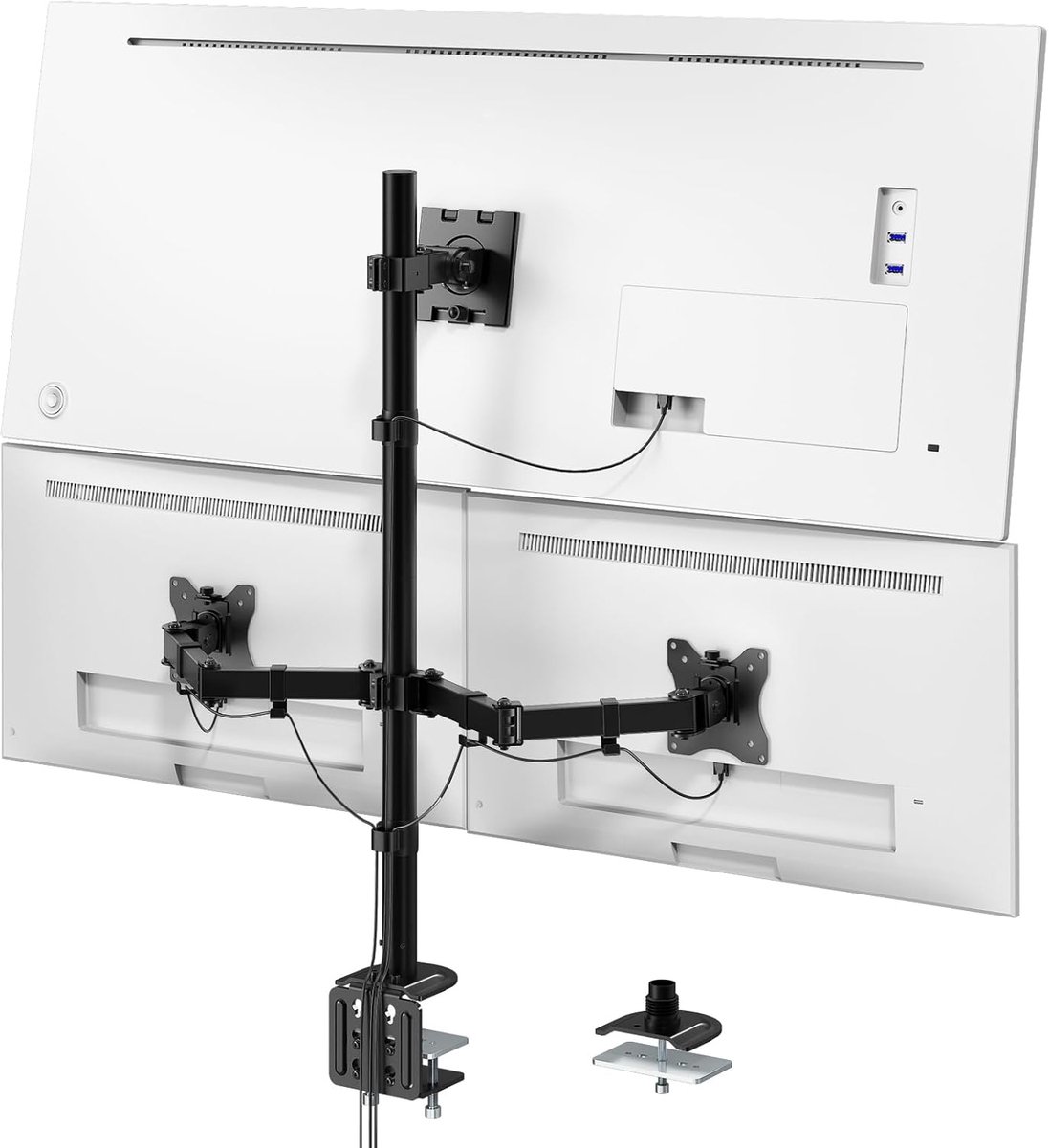 Monitor arm 3 schermen - Monitorhouder - Monitor tafelmontage - Zwart - 45cm x 30cm x 11cm