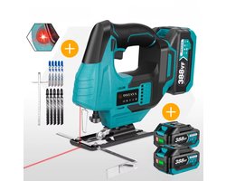 Instava® Decoupeerzaag Accu 18V – Incl. 2 Accu’s – Met Laser & LED – Decoupeerzaag Set – Geschikt voor Makita LXT – Incl. Zaagbladen – Draadloos