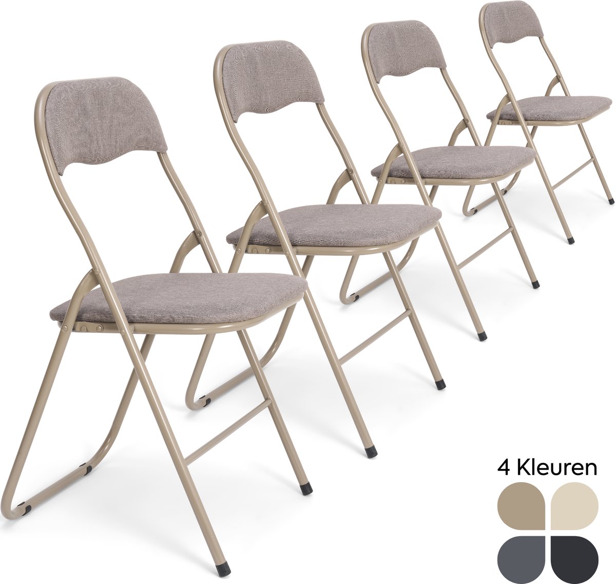 Trendy Meije® Nova Klapstoelen Set van 4 - Taupe - Linnen - Inklapbaar - Zithoogte 45 cm - Opvouwbare Stoelen - Vouwstoel
