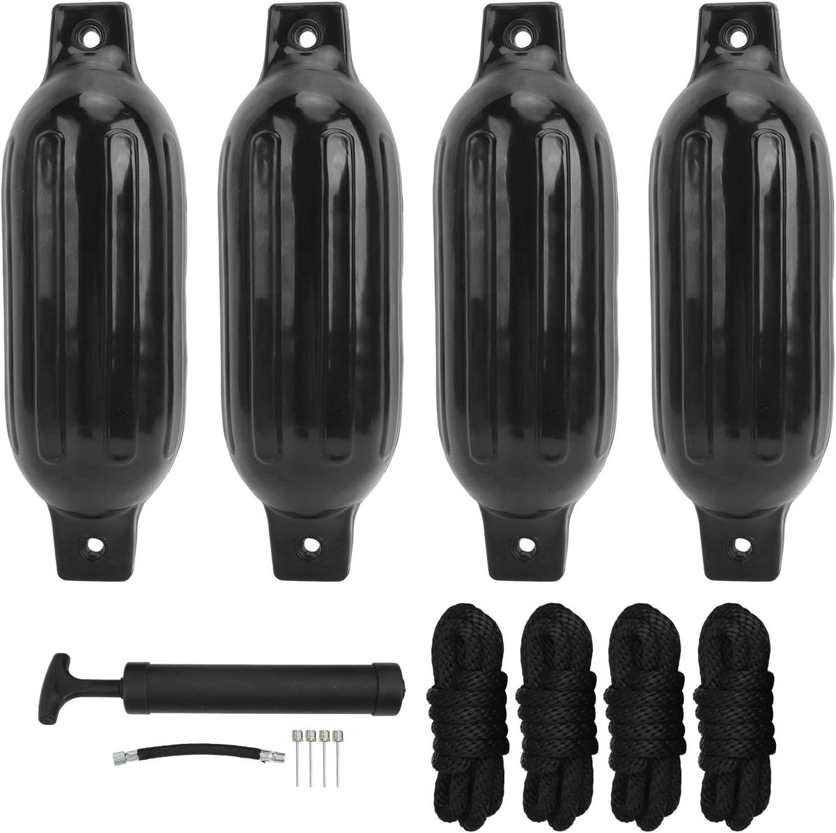 MK Stoer - Marine Geribbelde Boeien Docking Boat Bumper Kit - Beschermende Demping, Beschermende Geribbelde Boeien Docking met 4 Nylon Touwen, Veelzijdig voor Kades, Jachten, Zeilboten.