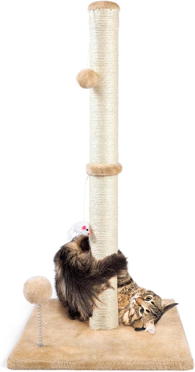 Homeblend Krabpaal - 81 cm - Beige - Kattenkrabpaal Sisal - Met Speelballetje - Beschermt Jouw Meubels - Nagelverzorging & Spelen - Katten Accessoires - Katten Speelgoed