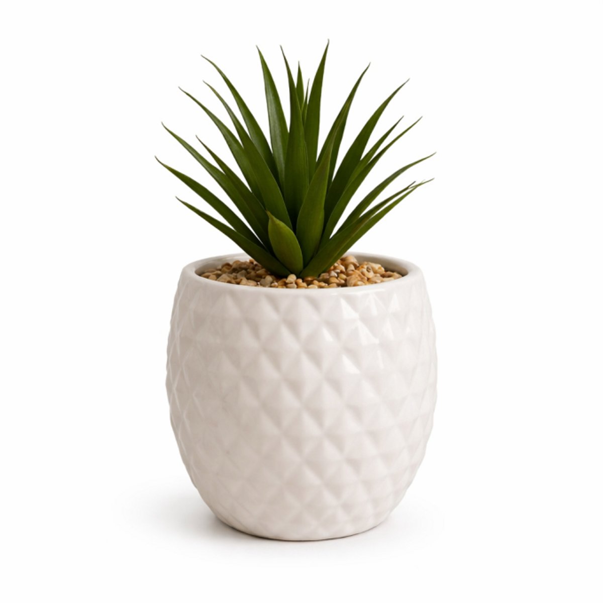 CASA DI ELTURO Kunstplant Aloe Vera in Witte Ananas Pot – H21 cm