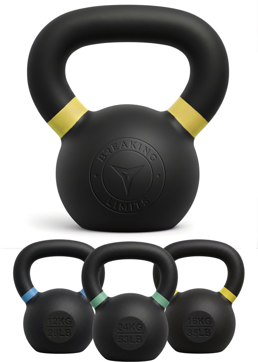 Breaking Limits Kettlebell Pro - 16 kg - Gietijzer - Geschikt voor CrossFit & HYROX training - Ergonomische Handgreep