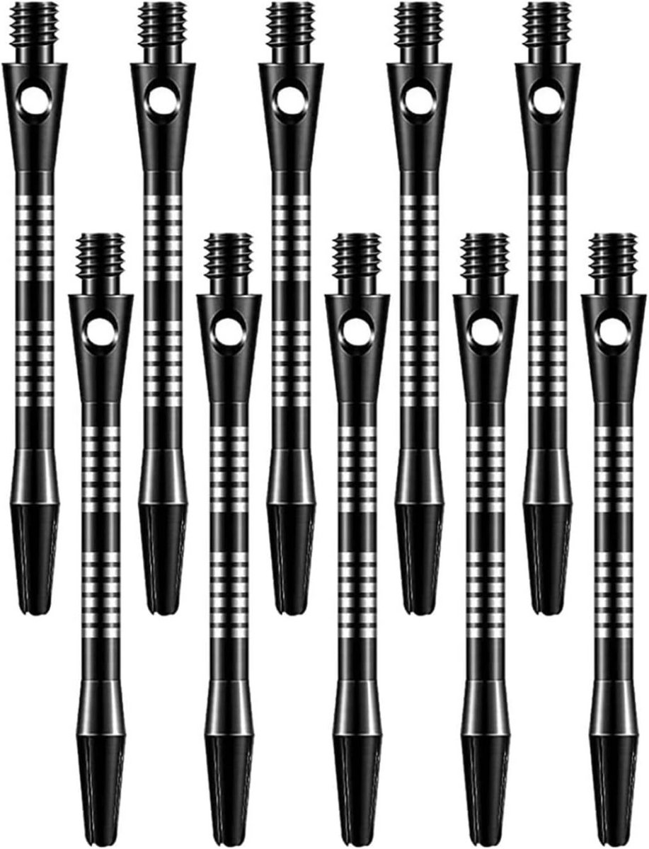 10x Zwarte Aluminium Dartshafts 2BA Universele Schroefdraad voor Steel en Soft Darts