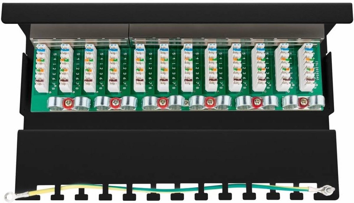 CAT 6 Netwerk Patchpaneel 12 Poorten, LAN Verdeelveld met RJ45 Bussen voor Desktop of Wandmontage