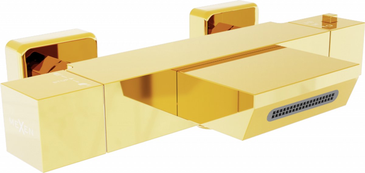 Mexen Cube thermostatische badmengkraan, goud - 77360-50