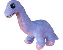 Lumo Stars knuffel dino Brontosaur paars 15cm pluche speelgoed.