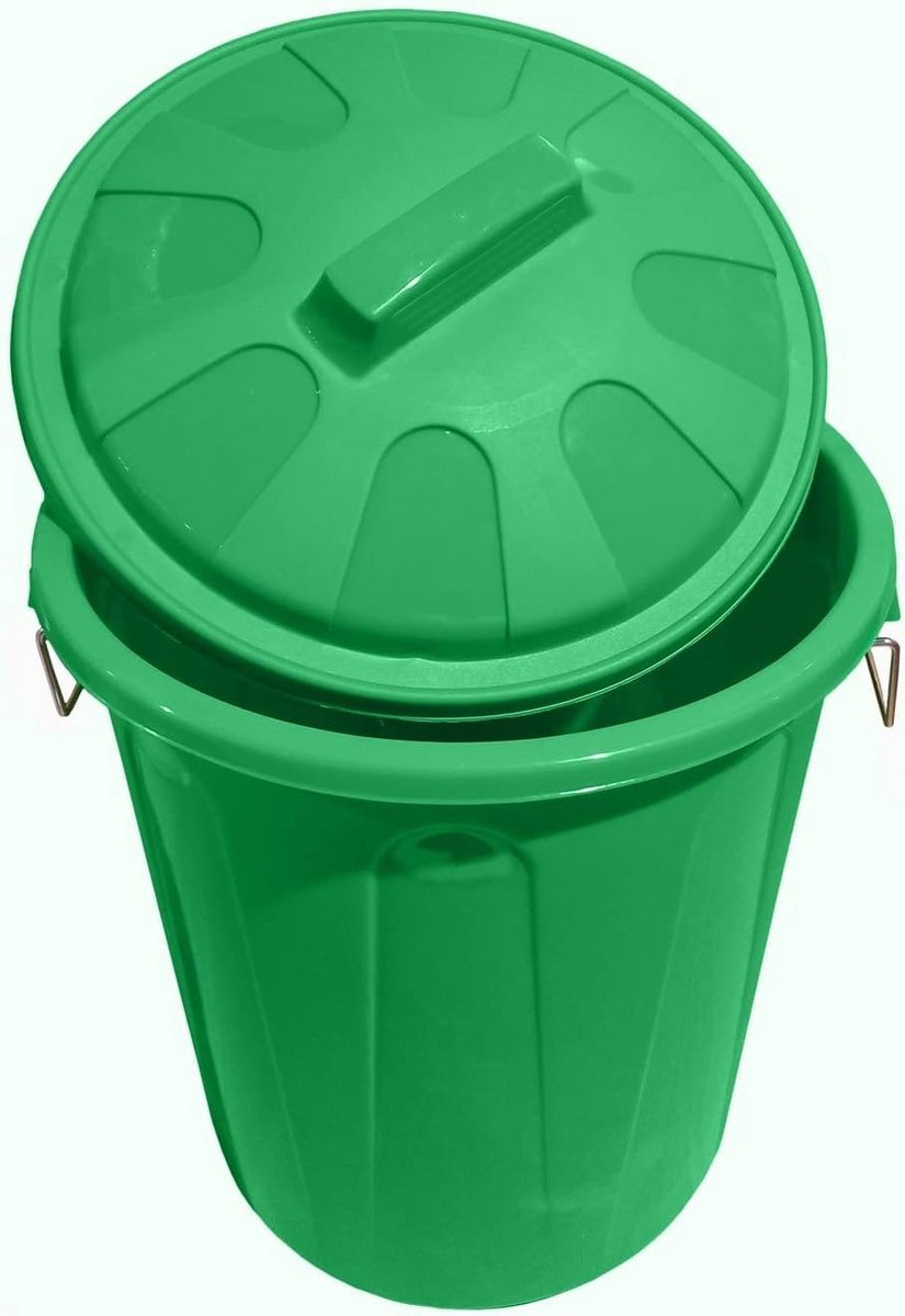 100 Liter Vuilnisemmer met Deksel - Robuust Kunststof voor Thuis, Kantoor en Industrie - Vuurvast - 57x52x74,5 cm - Groen
